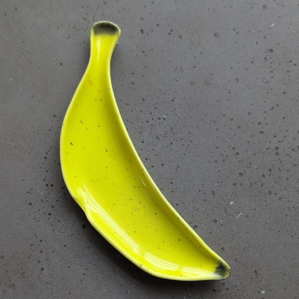 Yellow Banana-Shaped Ceramic Dish